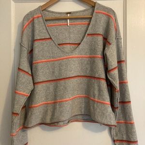 Free People Make You Mine Striped Gray Sweater